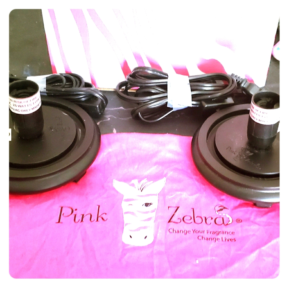 2 Black Pink Zebra Simmering Light Bases